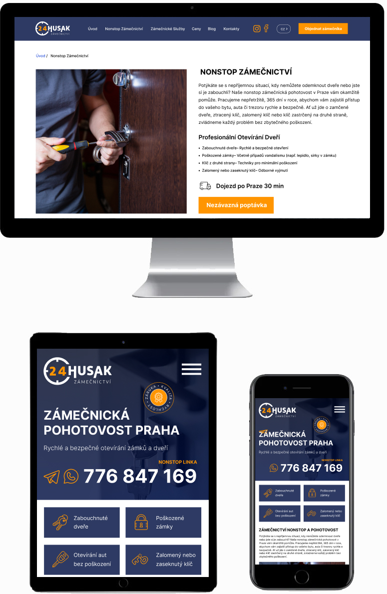 Корпоративний вебсайт для фірми з відкривання замків Husak ZÁMEČNICTVÍ