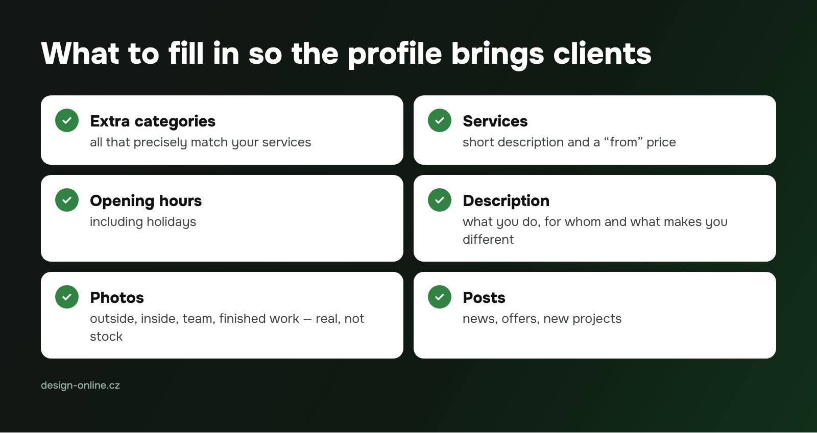 What to fill in so the profile brings clients